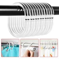 12 Pcs C-Type Clear Plastic Bathroom Shower Curtain Hooks/ Curtain Liner Hooks