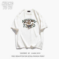 HUANGYOYO เสื้อยืดแขนสั้น100% ตัวอักษรกระต่ายการ์ตูนลำลองสำหรับผู้หญิง