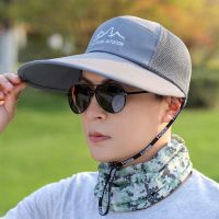 COD KKW MALL Sunshade hat钓鱼帽子男士防晒帽夏天户外遮阳帽骑车帽大帽檐太阳帽透气渔夫帽