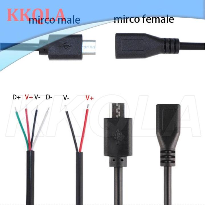 qkkqla-1m-usb-type-a-male-female-type-c-micro-connector-2pin-4pin-core-power-supply-cable-extension-adapter-repair-welding-wire-diy