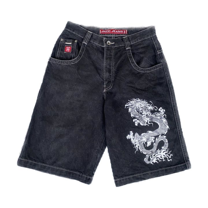 JNCO Y2K Shorts Men's Harajuku Hip Hop Chinese Dragon Graphic Printing ...