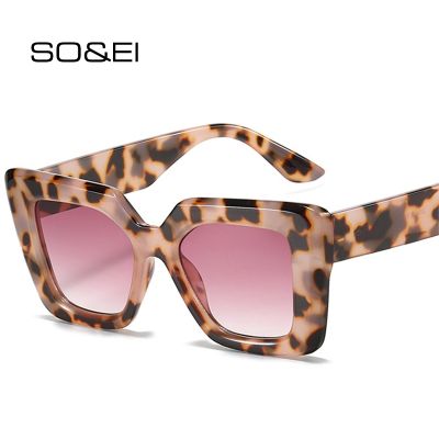 SO amp;EI Fashion Jelly Color Square Sunglasses Women Retro Gradient Shades UV400 Men Cat Eye Blue Purple Trending Sun Glasses