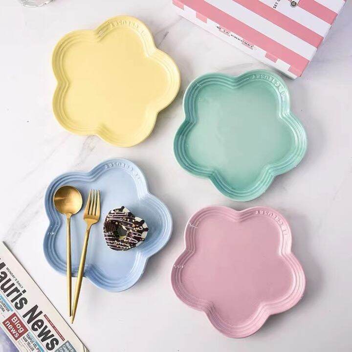 LE CREUSET ceramic plate iridescent flower plate set Lazada