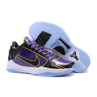 New HOT 【Original】 ΝΙΚΕ K0be 5 Lakers Purple Actual Combat Fashion Basketball Shoes Comfortable Sports Shoes