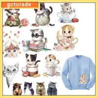 GOTORADE ใหม่ เสื้อผ้า เตารีดในครัวเรือน ซักได้ รีดบน Appliques สติกเกอร์ถ่ายเทความร้อน แพทช์แมว พิมพ์