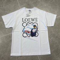 ☒Loeweเย็บปักถักร้อยเสื้อยืดสำหรับผู้ชายและผู้หญิงสไตล์เดียวกันกับเสื้อผ้า,เสื้อยืดผ้าฝ้ายระดับไฮเอนด์ระดับไฮเอนด์ของแท้260กรัมทรงหลวมฤดูร้อน