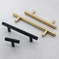 【LZ】✔☞  Black Golden Cupboard Handle Brushed Stainless Steel Kitchen Cabinet Door Knob Furniture Drawer Pull Hardware Pulls T Bar Handle