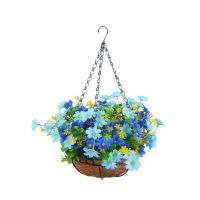 Simulation Flower Hanging Basket for Patio Lawn Garden Decor, for the Decoration of Outdoors and Indoors-Yellow