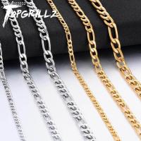 ™✶► TOPGRILLZ New Stainless Steel Figaro Chain Gold Color Hip Hop Fashion Men and Women Stainless Steel Jewelry For Gift