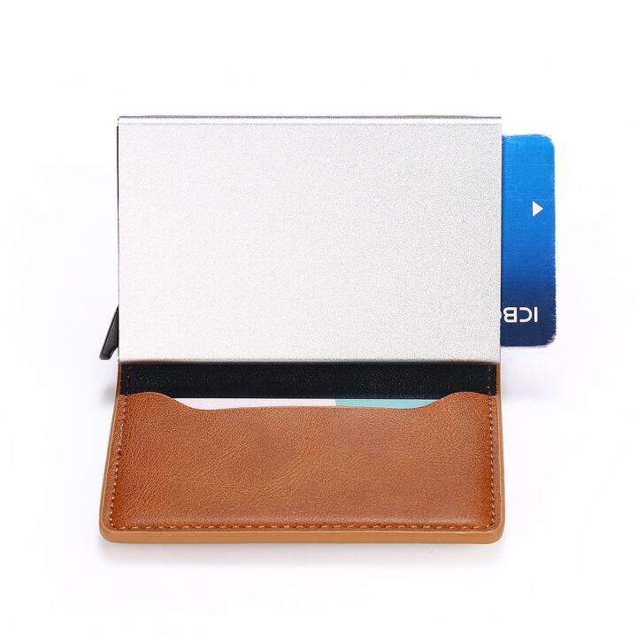 layor-wallet-ป๊อปออก-rfid-ผู้ถือบัตรเครดิตบางอลูมิเนียมบัตรกระเป๋าสตางค์-id-ผู้ถือบัตรธนาคารหนังโลหะบางขนาดเล็กผู้ชายผู้หญิงกระเป๋าสตางค์