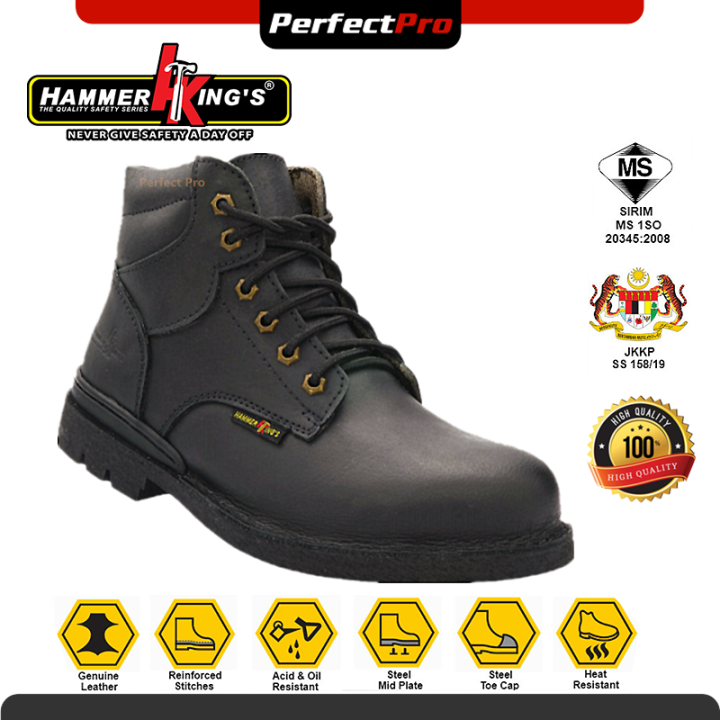 Hammer King 13004 Mid Cut Lace Up Genuine Leather Quality Safety Boots ...