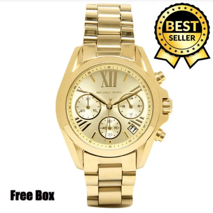 Michael Kors Expensive Brad 3 Chronograph Gold Dial Stainless Steel Watch  For Women(Gold) | Lazada PH