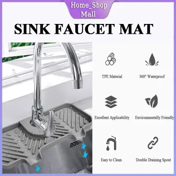 Silicone Kitchen Faucet Mat Sink Splash Pad Drain Pad Bathroom Countertop  Protector Shampoo Soap Dispenser Quick