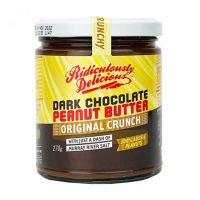 Ridiculously Delicious Original Crunch Dark Chocolate Peanut Butter แยมเนยถั่วดาร์กช็อกโกแลตรสดั้งเดิม น้ำหนัก 270 กรัม BBF09/02/24