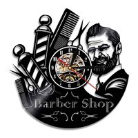 Hot sell Barber Shop Oclock Decorative Wall Clocks Hairdresser Vinyl Wall Clock Modern Design 3D Watches Wall Decor For Barber Salon