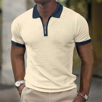 Casual MenS Rags Striped Street Polo Shirt Blouse Men T-Shirt Clothing Summer 5xl Oversized Quick Drying 2023 Zip Polo Shirt