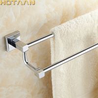 30/40/50/60cm Wall Mounted Chrome Color Brass Made Double Towel Bar For Bathroom accessoriesTowel Rack Towel Holder YT-10198