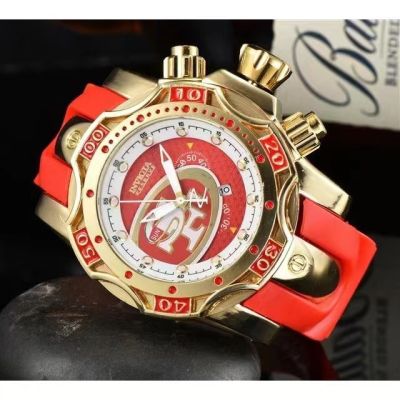 ผู้ชายควอตซ์นาฬิกา Invictas นาฬิกาข้อมือผู้ชายที่มีคุณภาพสูงสีแดงสายยาง2022ใหม่ทองหน้าปัดขนาดใหญ่นาฬิกาควอทซ์