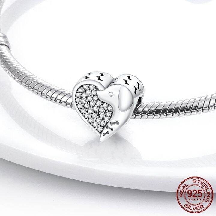 925-silver-charm-dog-love-bones-heart-shape-cz-beads-fit-mula-charms-bracelet-silver-925-original-bracelet-jewelry