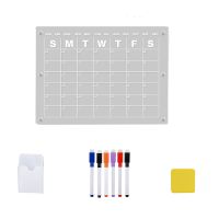 Acrylic Magnetic Calendar Clear Magnetic Calendar Dry Erase Fridge Calendar Board for Fridge,16x12 Inch (1 Set)