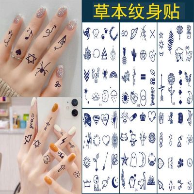 [6 sets] tattoo stickers herbal semi-permanent waterproof womens long-lasting small pattern stickers finger collarbone cant be washed off