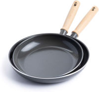 GreenPan Hudson Healthy Ceramic Nonstick, ชุดกระทะ, 9.5" และ 11", สีดำ