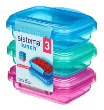 Sistema to Go Collection Mini Bites Small Food Storage Containers, 4.3 Oz./127 mL, Pink/Green/Blue, 3 Count