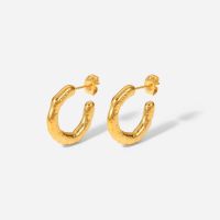 [Han ornaments] Trendy Fashion Statement Hoop Earrings 18K Gold Stainless Steel CC Shaped Huggie Earrings Jewelry For Women