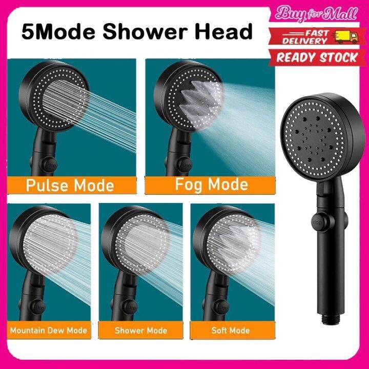 5 Mode Shower Head kolah air mandi bathroom High Pressure Holder Wall ...