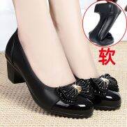 Giày Nữ Giày Đơn Trung Niên Đế Mềm Cao Su Chống Trượt Thoải Mái Da Thật