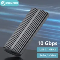 PHIXERO M2โลหะสีเทา Nvme กล่องฮาร์ดไดร์ฟ SSD NGFF SATA 3.0 Pcie เคสใส่ของ HD ภายนอก Type C USB 3.1 B M ตู้ดิสก์คีย์