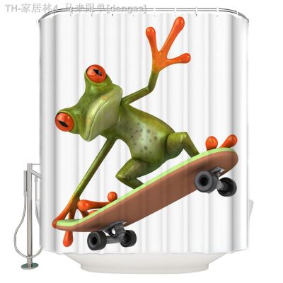 【CW】∋㍿  Shower Curtain Cartoon Frog Kids with Hooks Banheiro
