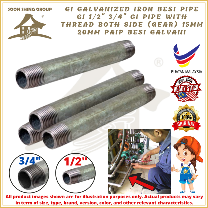 Gi Galvanized Iron Besi Pipe Gi 1 2 3 4 Gi Pipe With Thread Both Side