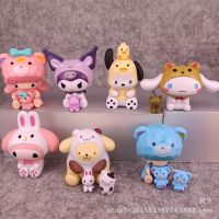 KGYJFK 7ชิ้น/1ชุด ของขวัญสำหรับเด็ก Pachacco Cinnamoroll มายเมโลดี้ โมเดลของเล่นตั้งโต๊ะ ตุ๊กตาฟิกเกอร์ ฟิกเกอร์แอคชั่น ตุ๊กตาอะนิเมะ ของเล่นโมเดล Kuromi