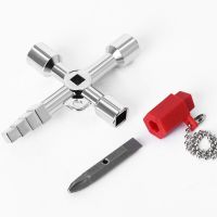 【YF】 4 in 1 Universal Cross Key Triangle Wrench for Train Electrical Elevator Cabinet Valve Alloy Square Hole Hand Tools