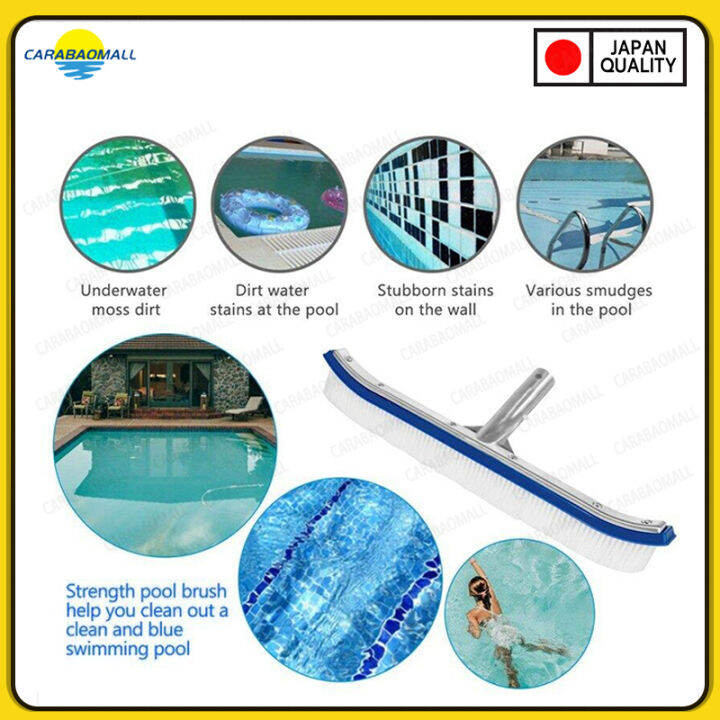 FALCONPEV Curved Pool Brush 18" with Aluminum back and handle, nylon bristles, for brushing