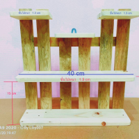 ชั้นไม้วางต้นกระบองเพชร ชั้นวางสิ่งของทั่วไป  พร้อมห่วงติดตั้งแขวนผนัง  L40 xW9 XH41.51เซ็นติเมตร