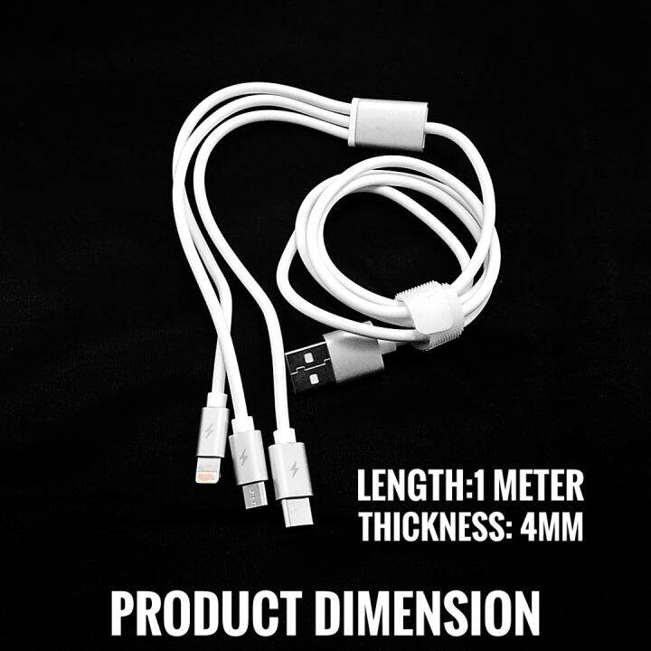 Multi Charging Cable,1 meter Universal Adapter Cord 3 in 1,Multiple USB