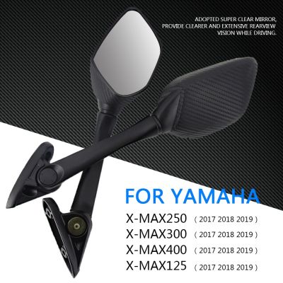สำหรับ Yamaha XMAX 300 400 125 250 2017 2018 2019กระจกข้างมอเตอร์ไซค์อุปกรณ์กระจกมองหลังมอเตอร์ไซด์พลาสติกสีดำ