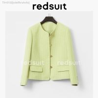 ❂℗■ sdeifhruhvfu Casaco de tecelagem perfumado pequeno top gola redonda elegante e versátil requintado display colorido branco verde