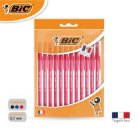 BIC บิ๊ก ปากกา ปากกาลูกลื่น Round Stic ขนาด 0.7 mm. หมึกแดง จำนวน 12 ด้าม