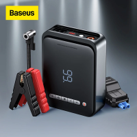 Baseus เครื่องสูบยางไร้สายสำหรับเครื่องจั๊มสตาร์ทรถยนต์ในรถยนต์2 In 1ปั้มอัดอากาศแบตเตอรี่พกพาแบตสำรอง8000MAh 1000A ชาร์จได้อย่างรวดเร็ว