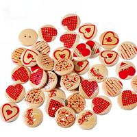 30PCs Wooden Sewing Buttons Scrapbook Round Mixed 2-Holes Heart Pattern 20mm Decorate sewing accessories craft supplies Haberdashery