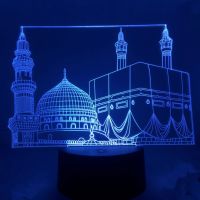 Eid Mubarak Ramadan 3D LED Night Light 7-Color Change Muslim Islam Desk Ornament Lamp Home Party Festival Decoration Gift Light Night Lights