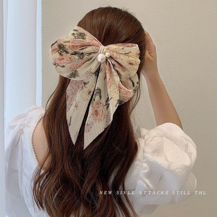 korean-floral-big-bow-ribbon-hair-clip-elegant-women-summer-flower-hair-pins-hair-accessories