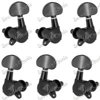 A Set 6 PCS Black Locked String Guitar Tuning Pegs Tuners Machine Heads for Folk Acoustic Electric Guitar 3R3L (BY-NH-BK-3R3L)