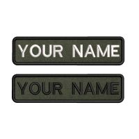 ◈☊﹍ 10X2.5cm Army Green background Embroidery Custom Name Text Patch Stripes badge Iron On Or Backing Patches For Clothes