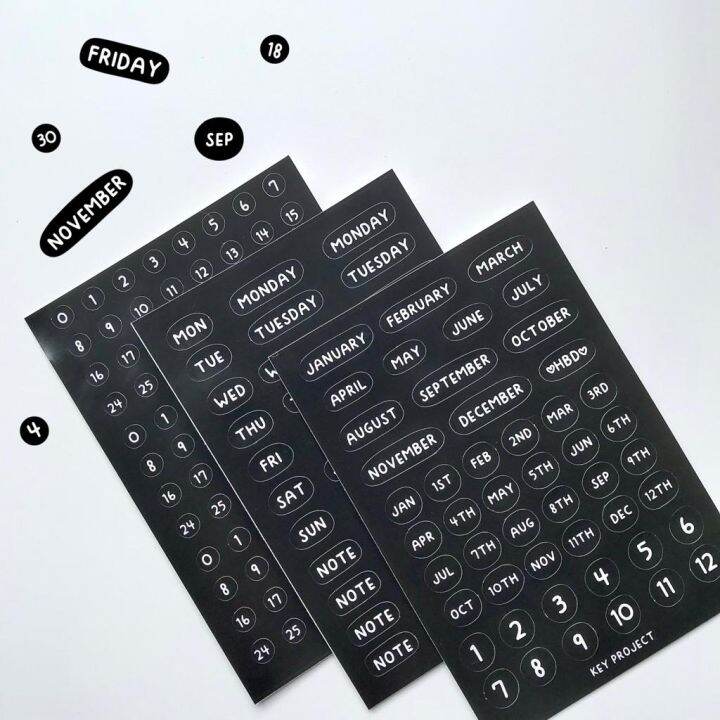 Days and monthly sticker/ stiker planner/ dekorasi jurnal/ stiker bulan ...