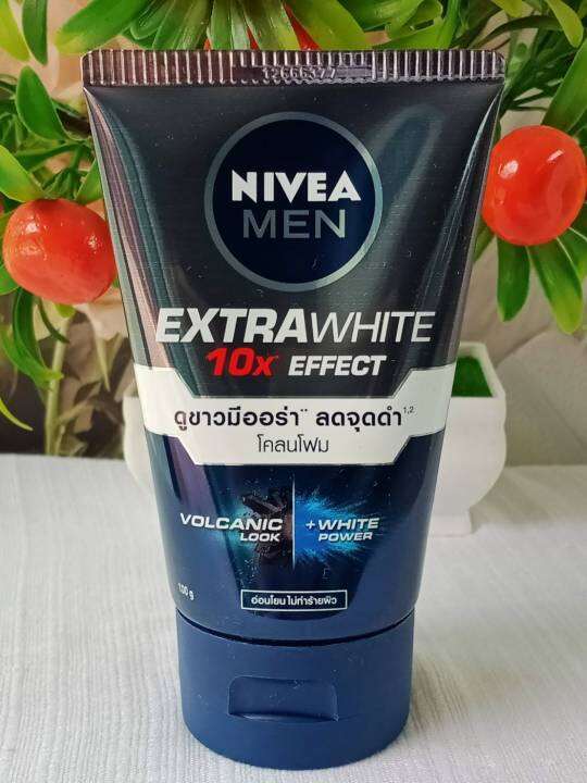 ส่งฟรี-1หลอด-โฟมล้างหน้าผู้ชาย-โฟมนีเวีย-โฟมสำหรับผู้ชาย-nivea-men-extra-white-10x-effect-ดูขาว-มีออร่า-ลดจุดดำ-โคลนโฟม-ปริมาณ-100-กรัม