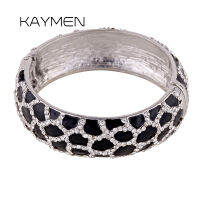 Fashion Bohemia Style Rhinestone Enamel Cuff Bangle Bracelet for Women Golden Plated Party Jewelry Bangle 2 Colors